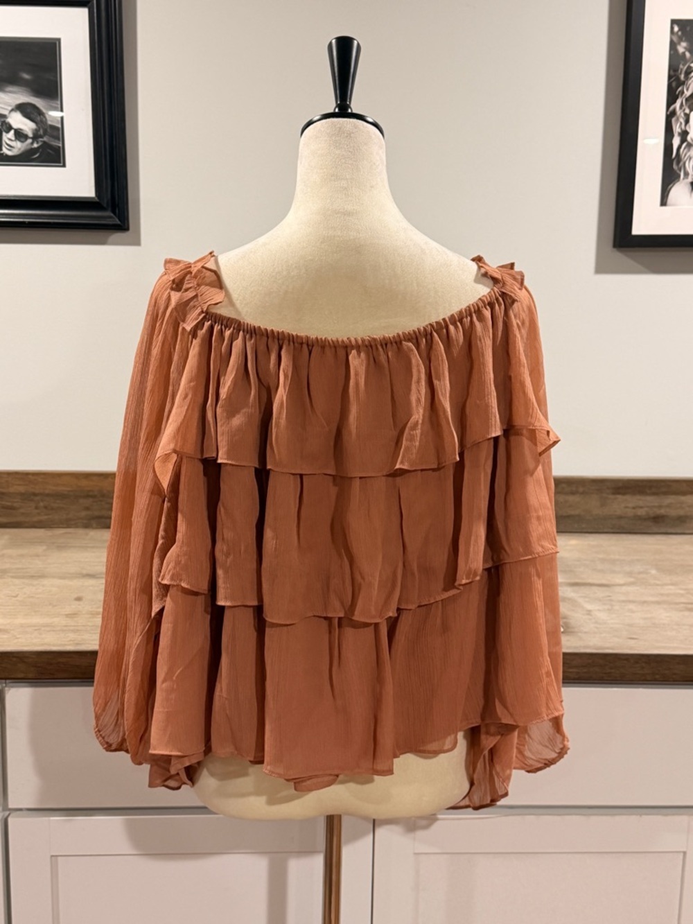 Lucky brand off-Shoulder Tiered Ruffle Blouse in Dusty Rose size 2X - Picture 5 of 10